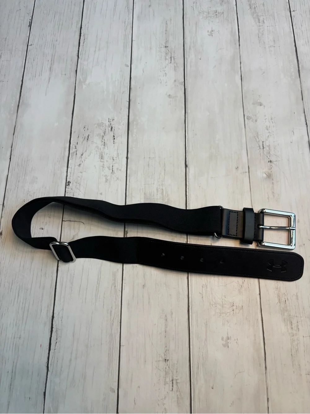 Kids Under Armour Black Elastic Athletic Belt with Silver Buckle